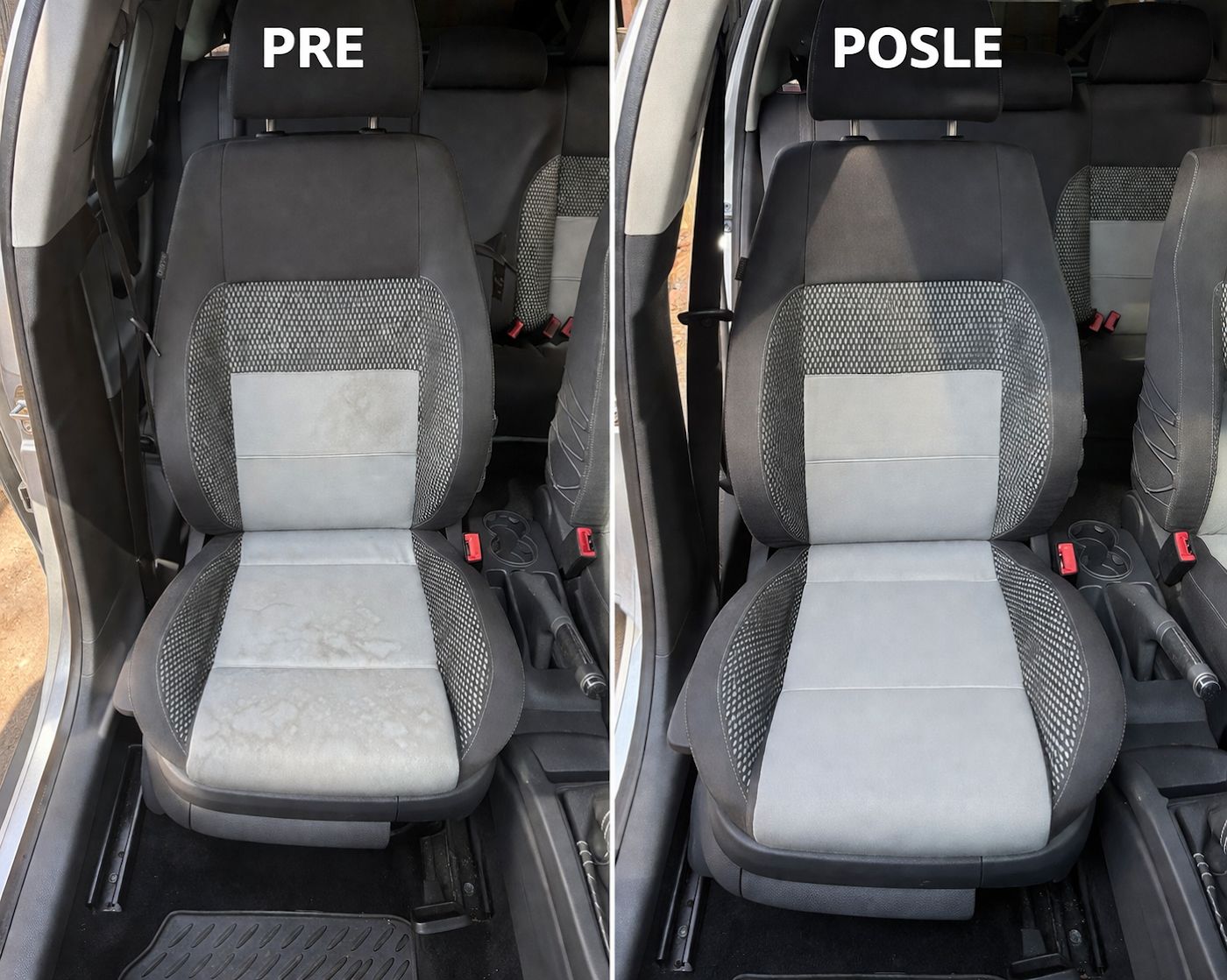 Sedište pre i posle dubinskog pranja